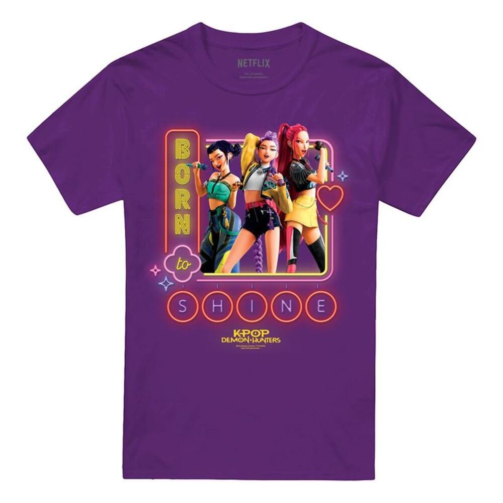 K-Pop Demon Hunters Unisex Adult Born To Shine Huntr/X T-Shirt / Purple
